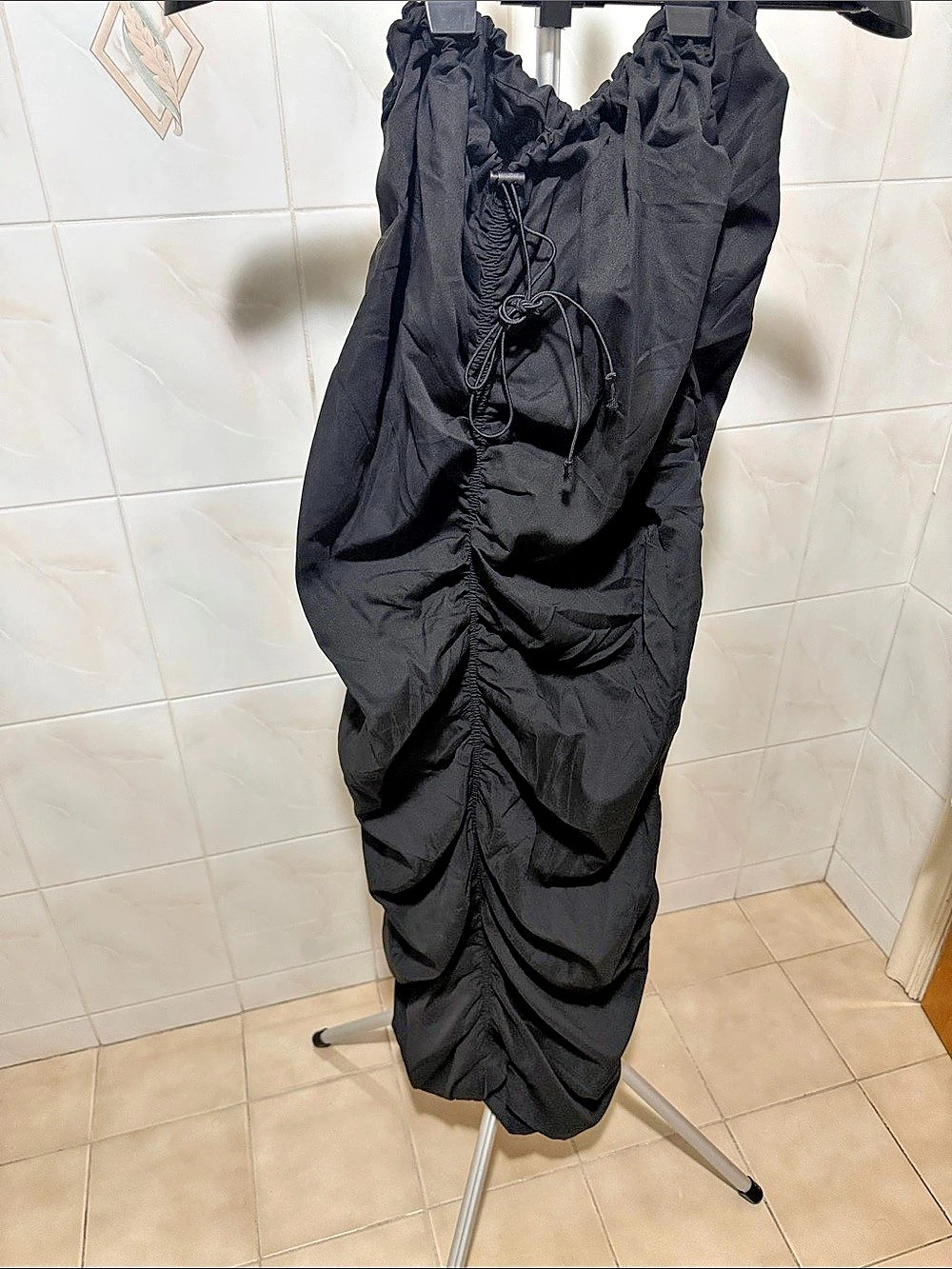 Black Ruched Maxi Skirt